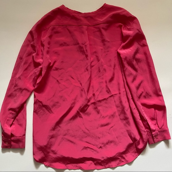 Sandro Paris Pink 100% Silk V-neck Blouse size 1/Small - Picture 4 of 6